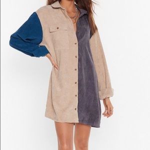 Color-blocked shirt dress